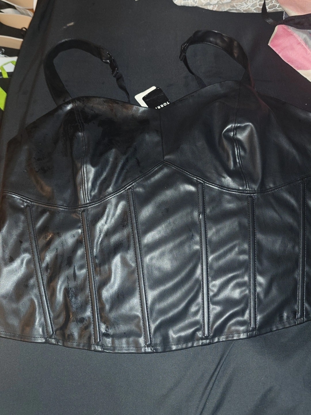 torrid Black Faux Leather Bustier Top Size 1X